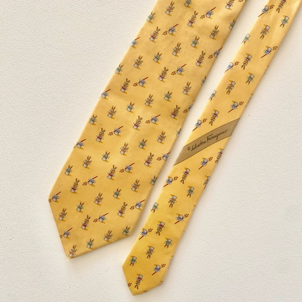 Yellow Ferragamo Rabbit Tie